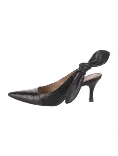 Pre-owned Flattered Leather Slingback Pumps In Black