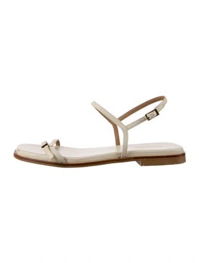 Pre-owned Flattered Leather Slingback Sandals In Neutral