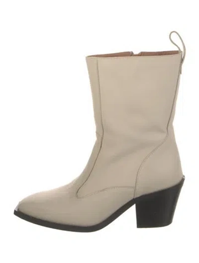 Pre-owned Flattered Leather Western Boots In Neutral