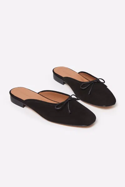 Flattered Malva Suede Ballet Mule In Black