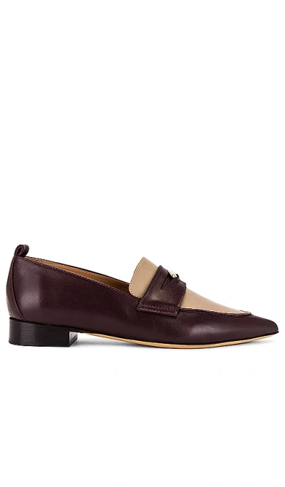 Flattered Penelope Loafer In Burgundy & Taupe