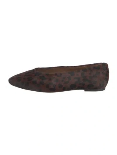 Pre-owned Flattered Ponyhair Animal Print Flats In Brown