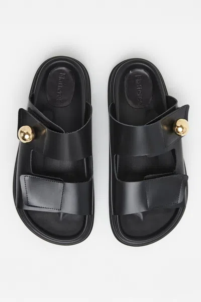 Flattered Red Leather Platform Slide In Black