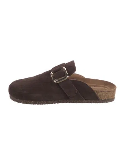 Pre-owned Flattered Suede Mules In Brown