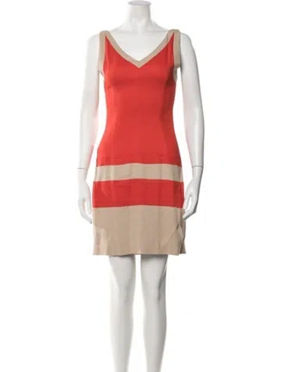 Pre-owned Flavio Castellani Colorblock Pattern Mini Dress In Orange