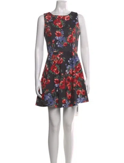 Pre-owned Flavio Castellani Floral Print Mini Dress In Black