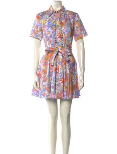 Pre-owned Flavio Castellani Floral Print Mini Dress In Blue