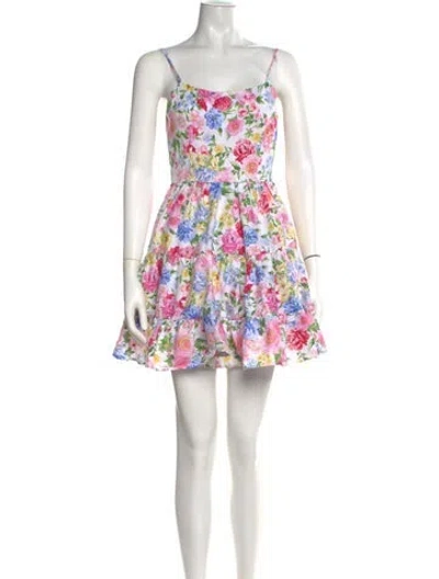 Pre-owned Flavio Castellani Floral Print Mini Dress In White