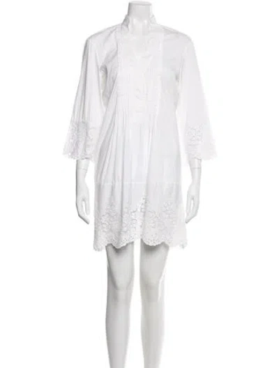 Pre-owned Flavio Castellani Lace Pattern Mini Dress In White