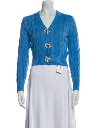 Pre-owned Flavio Castellani Printed V-neck Sweater In Blue