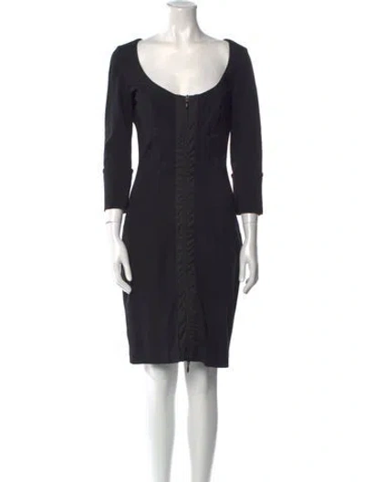 Pre-owned Flavio Castellani Scoop Neck Knee-length Dress In Black