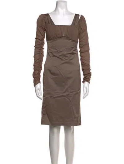 Pre-owned Flavio Castellani Square Neckline Knee-length Dress In Brown