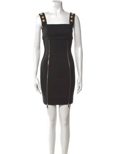 Pre-owned Flavio Castellani Square Neckline Mini Dress In Black