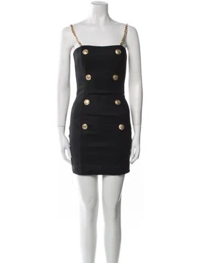 Pre-owned Flavio Castellani Square Neckline Mini Dress In Black