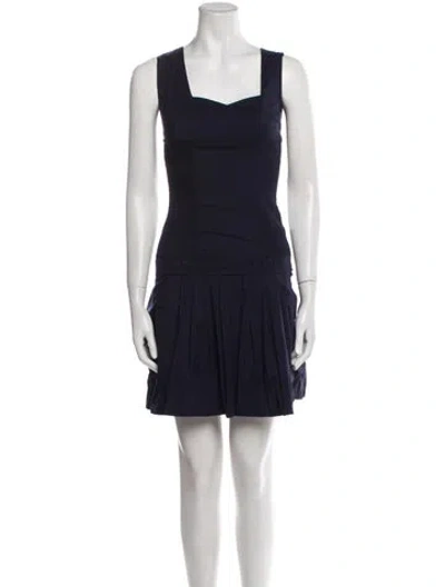 Pre-owned Flavio Castellani Square Neckline Mini Dress In Blue