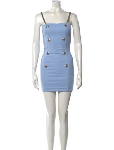 Pre-owned Flavio Castellani Square Neckline Mini Dress In Blue