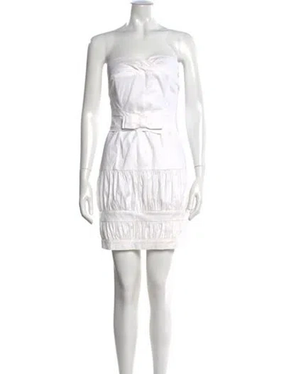 Pre-owned Flavio Castellani Strapless Mini Dress In White