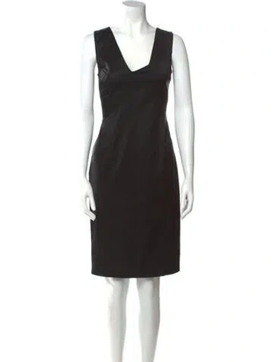 Pre-owned Flavio Castellani V-neck Knee-length Dress In Black