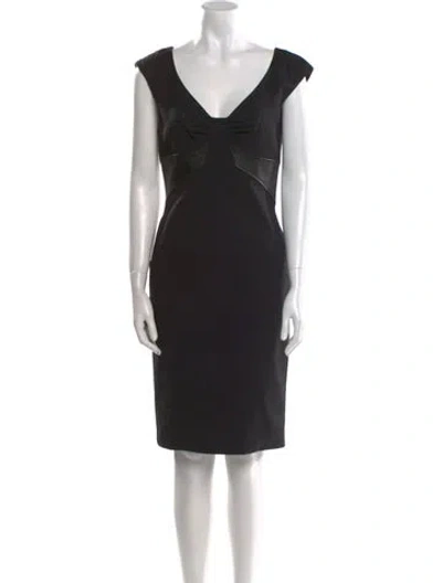 Pre-owned Flavio Castellani V-neck Knee-length Dress In Black