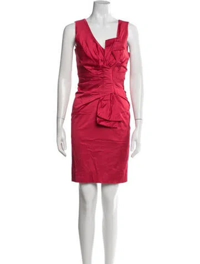 Pre-owned Flavio Castellani V-neck Knee-length Dress In Red