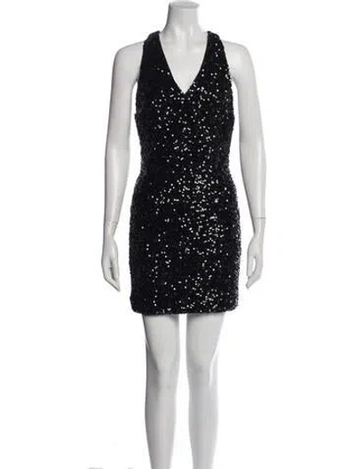 Pre-owned Flavio Castellani V-neck Mini Dress In Black