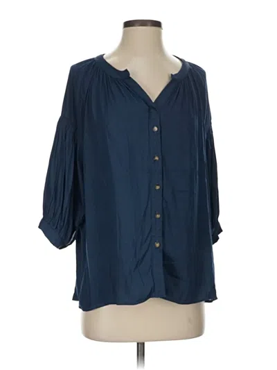 Pre-owned Flawless 3/4 Sleeve Blouse In Blue