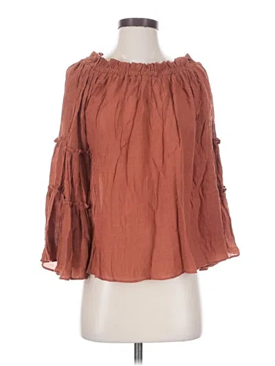 Pre-owned Flawless 3/4 Sleeve Blouse In Brown
