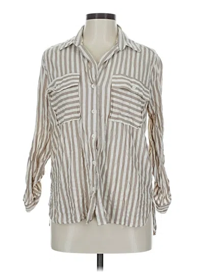 Pre-owned Flawless 3/4 Sleeve Button Down Shirt In Brown