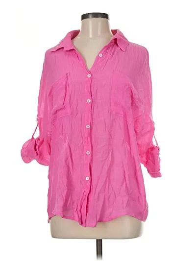 Pre-owned Flawless 3/4 Sleeve Button Down Shirt In Pink