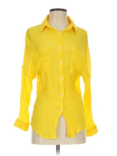 Pre-owned Flawless 3/4 Sleeve Button Down Shirt In Yellow