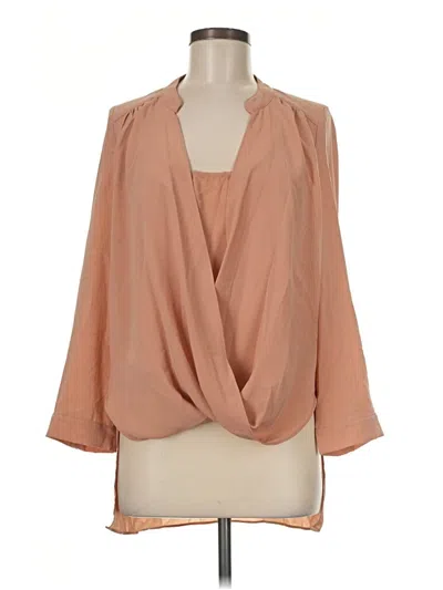 Pre-owned Flawless Long Sleeve Blouse In Tan