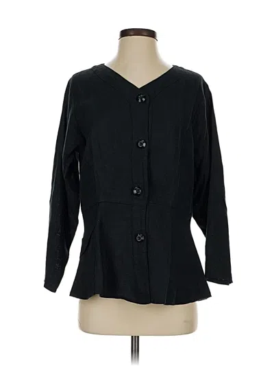 Pre-owned Flax 3/4 Sleeve Blouse In Black