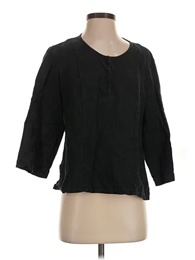 Pre-owned Flax 3/4 Sleeve Blouse In Black