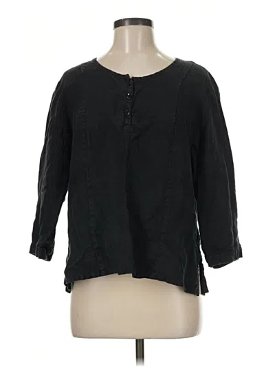 Pre-owned Flax 3/4 Sleeve Blouse In Black
