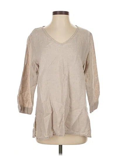 Pre-owned Flax 3/4 Sleeve Blouse In Brown