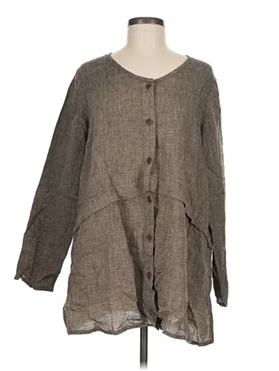 Pre-owned Flax 3/4 Sleeve Blouse In Gray