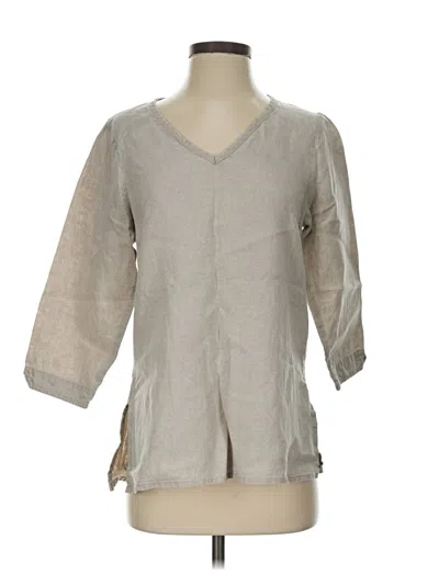Pre-owned Flax 3/4 Sleeve Blouse In Gray