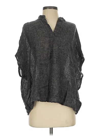 Pre-owned Flax 3/4 Sleeve Blouse In Gray
