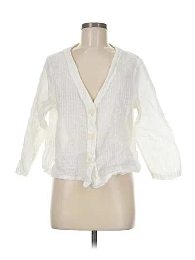Pre-owned Flax 3/4 Sleeve Blouse In White