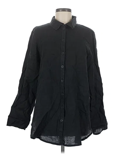 Pre-owned Flax 3/4 Sleeve Button Down Shirt In Black