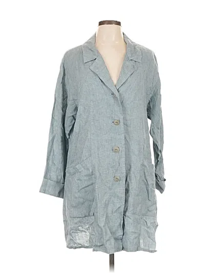 Pre-owned Flax 3/4 Sleeve Button Down Shirt In Gray