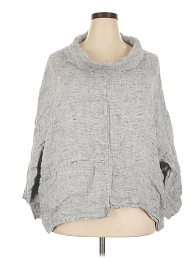 Pre-owned Flax 3/4 Sleeve Button Down Shirt In Gray
