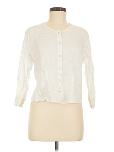 Pre-owned Flax 3/4 Sleeve Button Down Shirt In Ivory