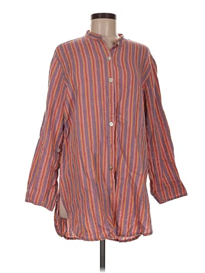 Pre-owned Flax 3/4 Sleeve Button Down Shirt In Orange