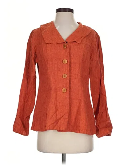 Pre-owned Flax 3/4 Sleeve Button Down Shirt In Orange