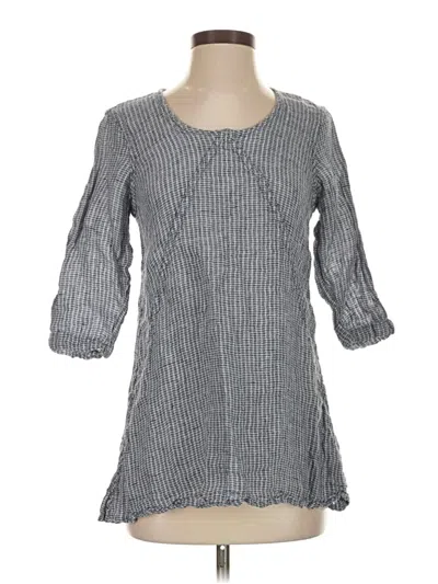 Pre-owned Flax 3/4 Sleeve Top Gray Square Neckline Tops