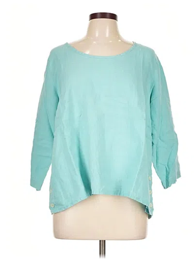 Pre-owned Flax 3/4 Sleeve Top Teal Boatneck Tops