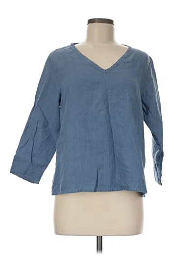Pre-owned Flax 3/4 Sleeve T-shirt In Blue