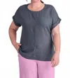 Flax Drop Shoulder Tee Top In Slate In Multi