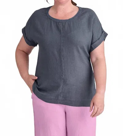 Flax Drop Shoulder Tee Top In Slate In Multi